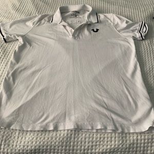 Men’s True Religion White Short Sleeve Polo Shirt Size XL